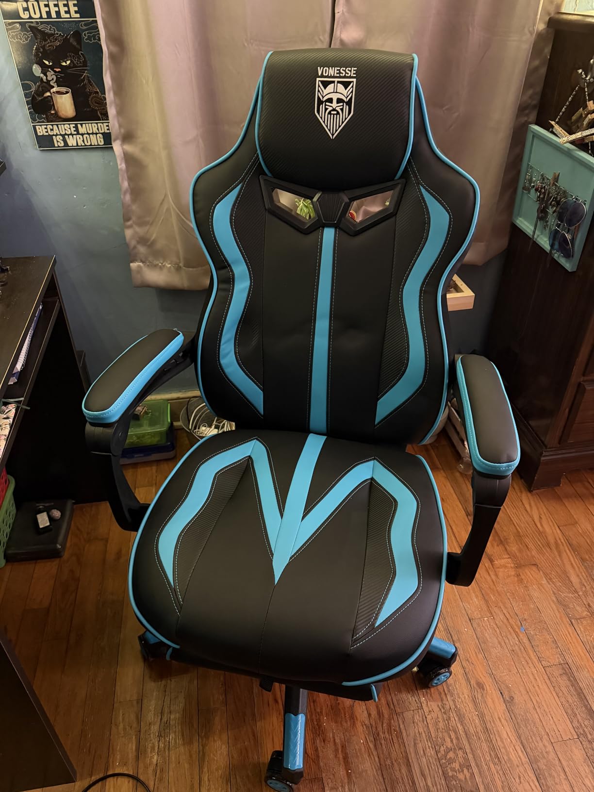 Vonesse Gaming Chairs for Adults, Gamer Chair with Footrest and Massage, Reclining Big and Tall Ergonomic Gaming Chair, Computer Chairs for Heavy People 300LBS (Blue/Black) customer photo 2