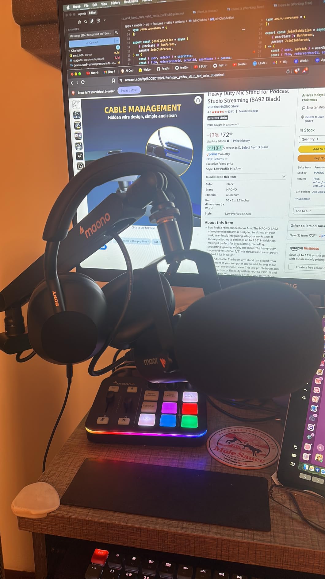 MAONO BA92 Low Profile Mic Boom Arm, Cable Management Microphone Stand customer photo 2