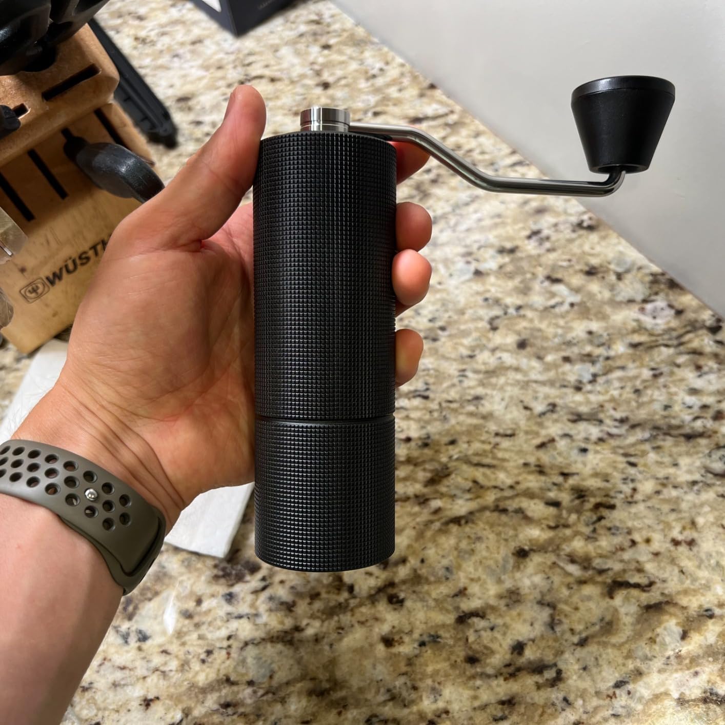 TIMEMORE Chestnut C3S Pro Manual Coffee Grinder, Stainless Steel S2C Conical Burr Coffee Grinder, Hand Coffee Grinder with Foldable Handle, Adjustable Grind Setting for Travel/Camping/Home, Black customer photo 2