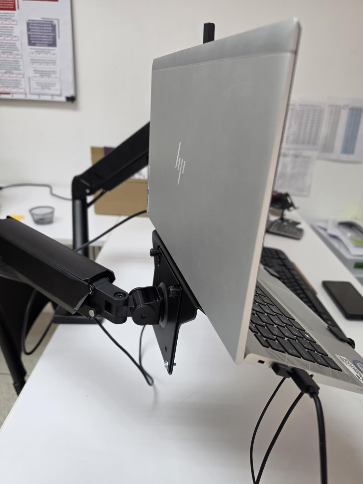 ergounion Laptop Tray for Monitor Arm - VESA Mount 100x100mm, Laptops up to 17.3in & 28.6lbs - Notebook Tray Office Desk Accessories - Black customer photo 2