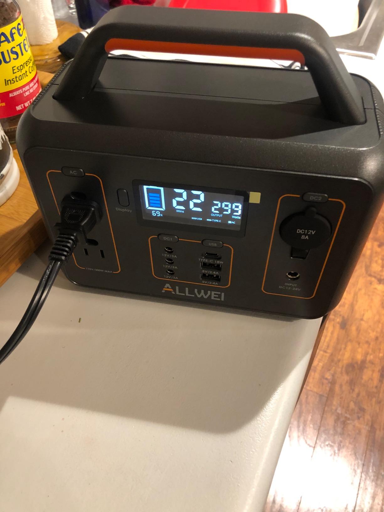 ALLWEI Portable Power Station 500W, 512Wh LiFePO4 Battery UPS Backup Power customer photo 1
