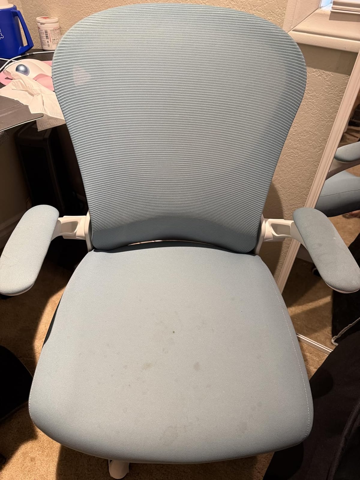 Gaming Chair,Ergonomic Desk Chair,Blue Computer Desk Chair | 300lb, Flip-Up Armrest, Mesh Comfortable High Back Chair, 360° Swivel Rolling Chair,Comfy Seat,Headrest,Study,Gaming customer photo 1