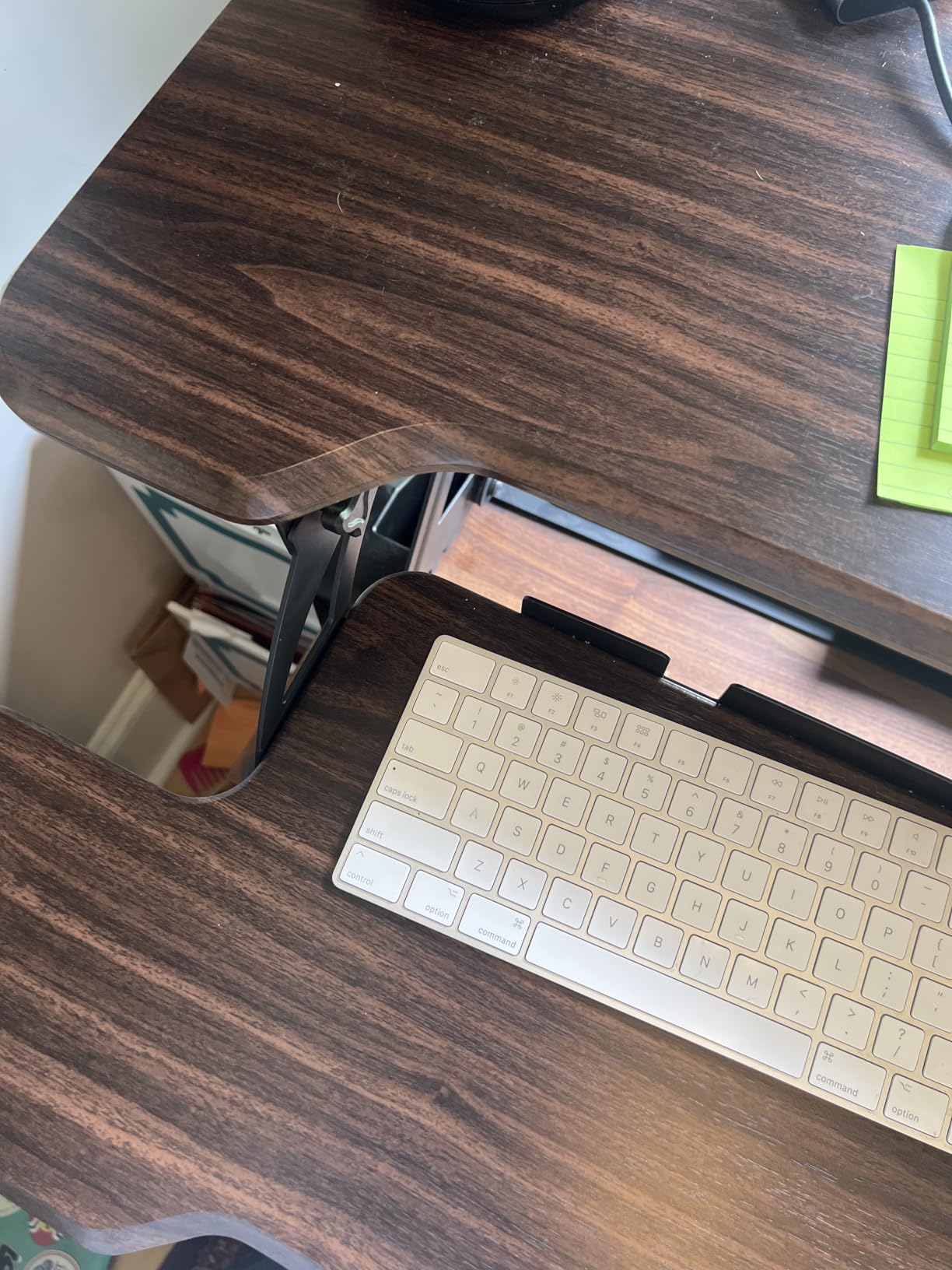 Mount-It! Height Adjustable Standing Desk Converter, Compact 30” Wide Tabletop Standing Desk Riser with Gas Spring, Desktop Stand Up Workstation with Keyboard Tray Fits Monitor or Laptop, Dark Walnut customer photo 2