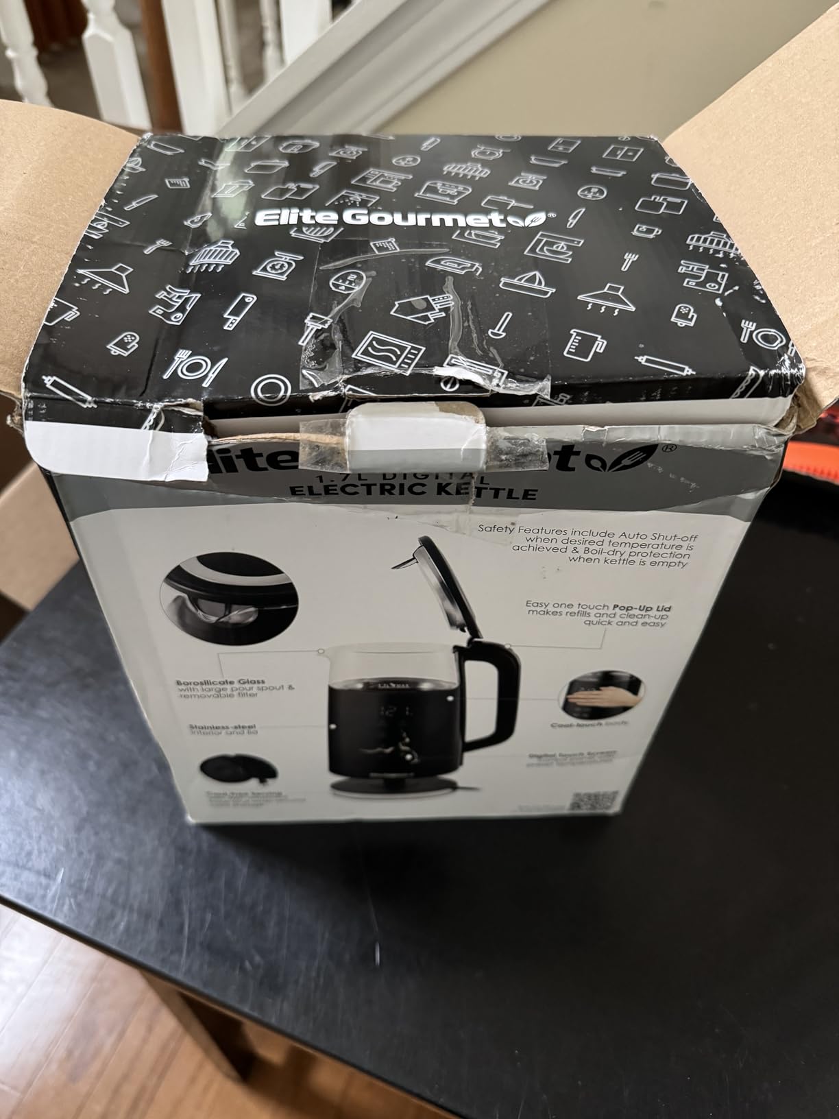 Elite Gourmet 1.7L Dual-Wall Cool-Touch Tea Kettle, Touchscreen, Black customer photo 2
