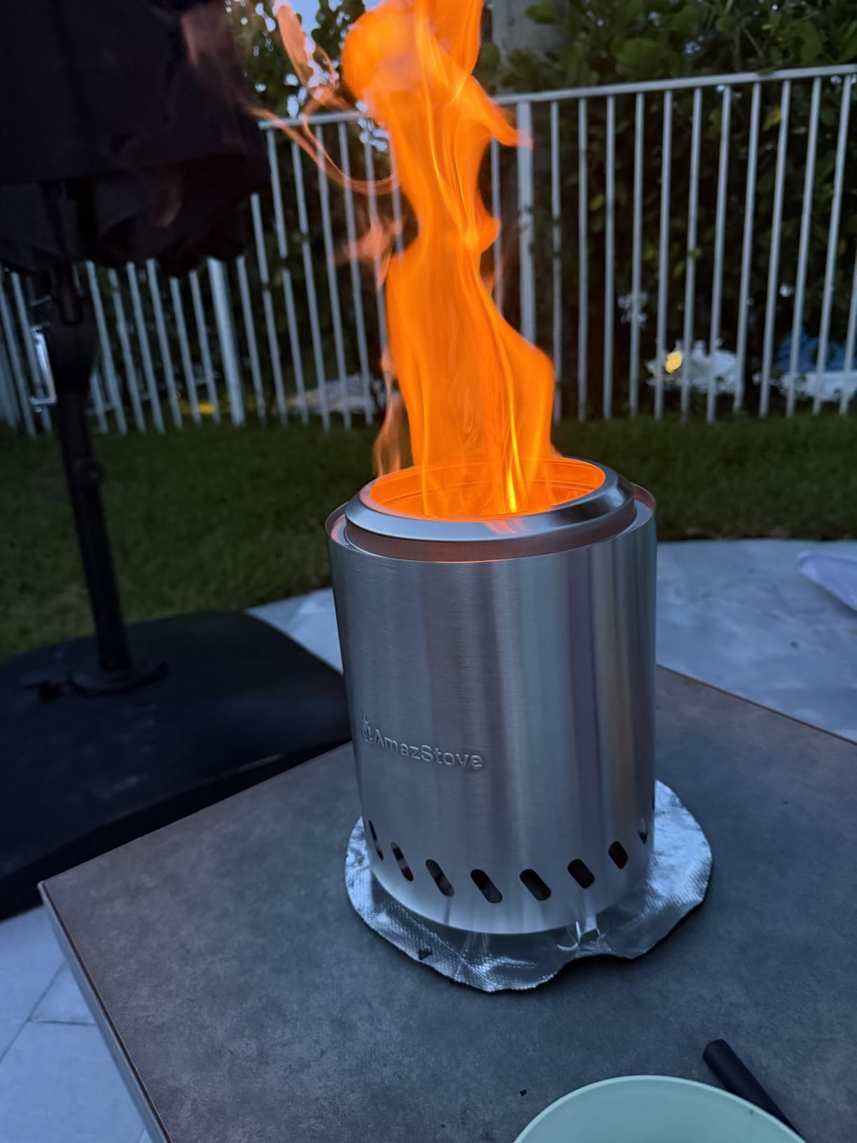 9.7 x 7.1 Inch Tabletop Fire Pit by AmazStove, Low Smoke Camping Stove for Outdoor Safe Burning Firepits, Fueled Pellets or Wood, Travel Bag Included (Silver, 9.7 x 7.1 INCH) customer photo 2