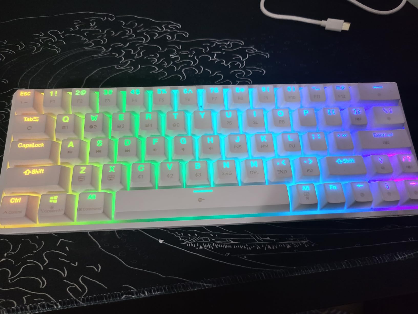 DIERYA DK63 60% Wireless Mechanical Gaming Keyboard | Bluetooth/2.4G/Wired | RGB Backlit Compact 63 Keys Mini Office Keyboard | with Red Switch | for Windows Laptop PC Gamer Typist-Black customer photo 1