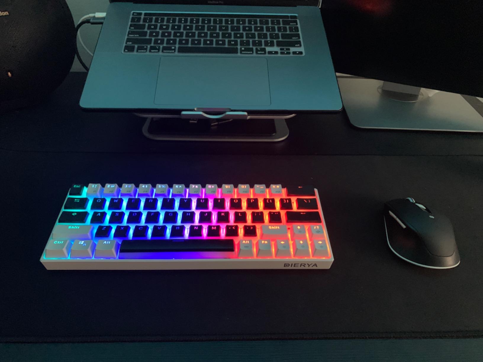 DIERYA DK63 60% Wireless Mechanical Gaming Keyboard | Bluetooth/2.4G/Wired | RGB Backlit Compact 63 Keys Mini Office Keyboard | with Red Switch | for Windows Laptop PC Gamer Typist-White customer photo 2