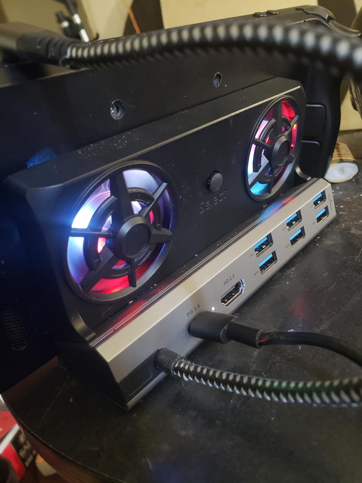 YCE12-in-1 Steam Deck Dock for ROG Ally X, Steam Deck, Legion Go, Switch | Dual 5cm RGB cooling fans, 6USB ports, 4K60Hz HDMI port, 1000Mbps Ethernet port, 100W PD fast charging customer photo 1