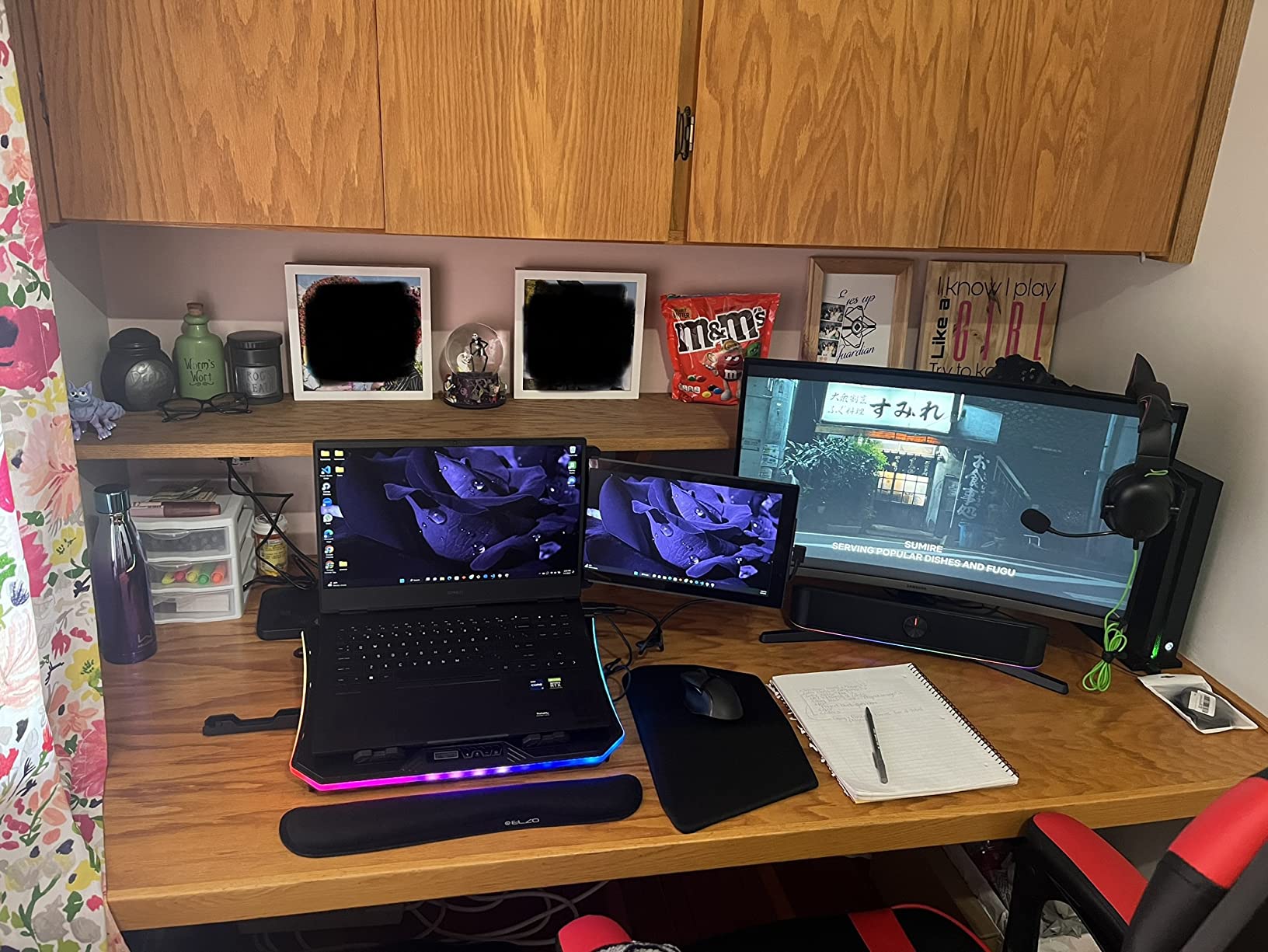 KeiBn Laptop Cooling Pad, Gaming Laptop Fan Cooling Pad with 15 Quiet Fans, RGB Laptop Cooler for 10-17.3 Inch, 4 Height Stands, 2 USB Ports - Blue customer photo 1