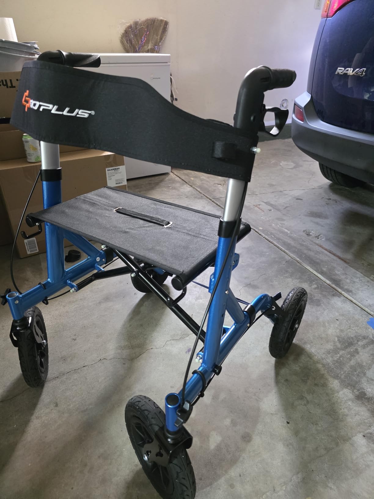 Goplus Rollator Walkers for Seniors with Seat, Foldable Rolling Walker with 9.5” All Terrain Pneumatic Wheel, Supports up to 300 lbs, Heavy Duty Bariatric Rollator Walker for Adult customer photo 1