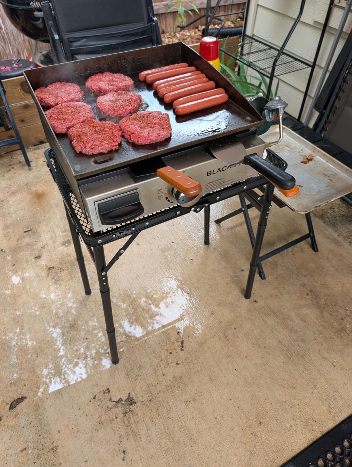 Anbte Folding Grill Table, Aluminum Camping Table Adjustable Height Max 27.5