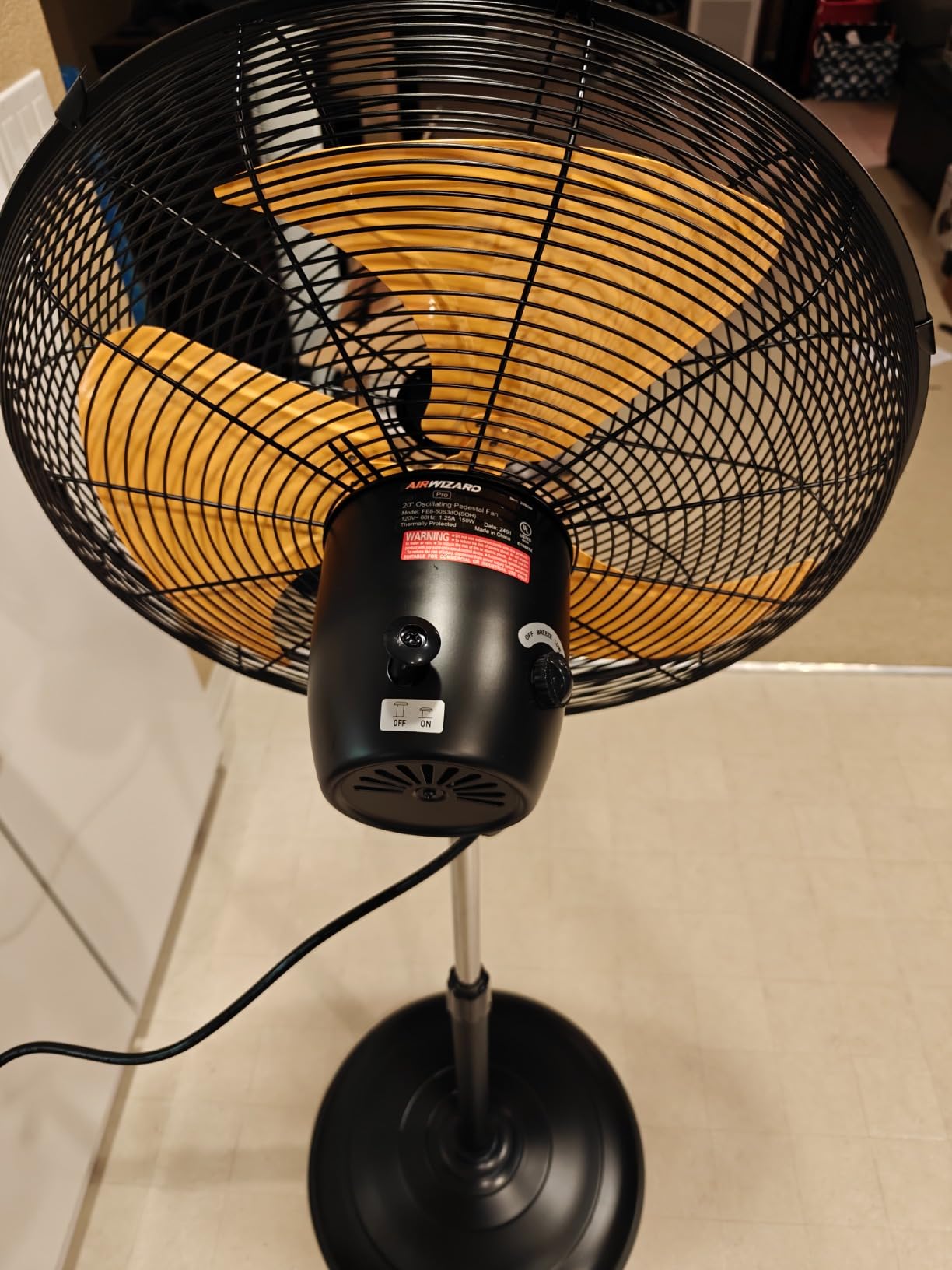 Pro Series 20 inch Oscillating High Velocity Pedestal Fan, 6000 CFM Industrial Metal Commercial Standing Fan with Aluminum Blades, 3 Speeds, Adjustable Height and Tilt, for Garage, Shop customer photo 2