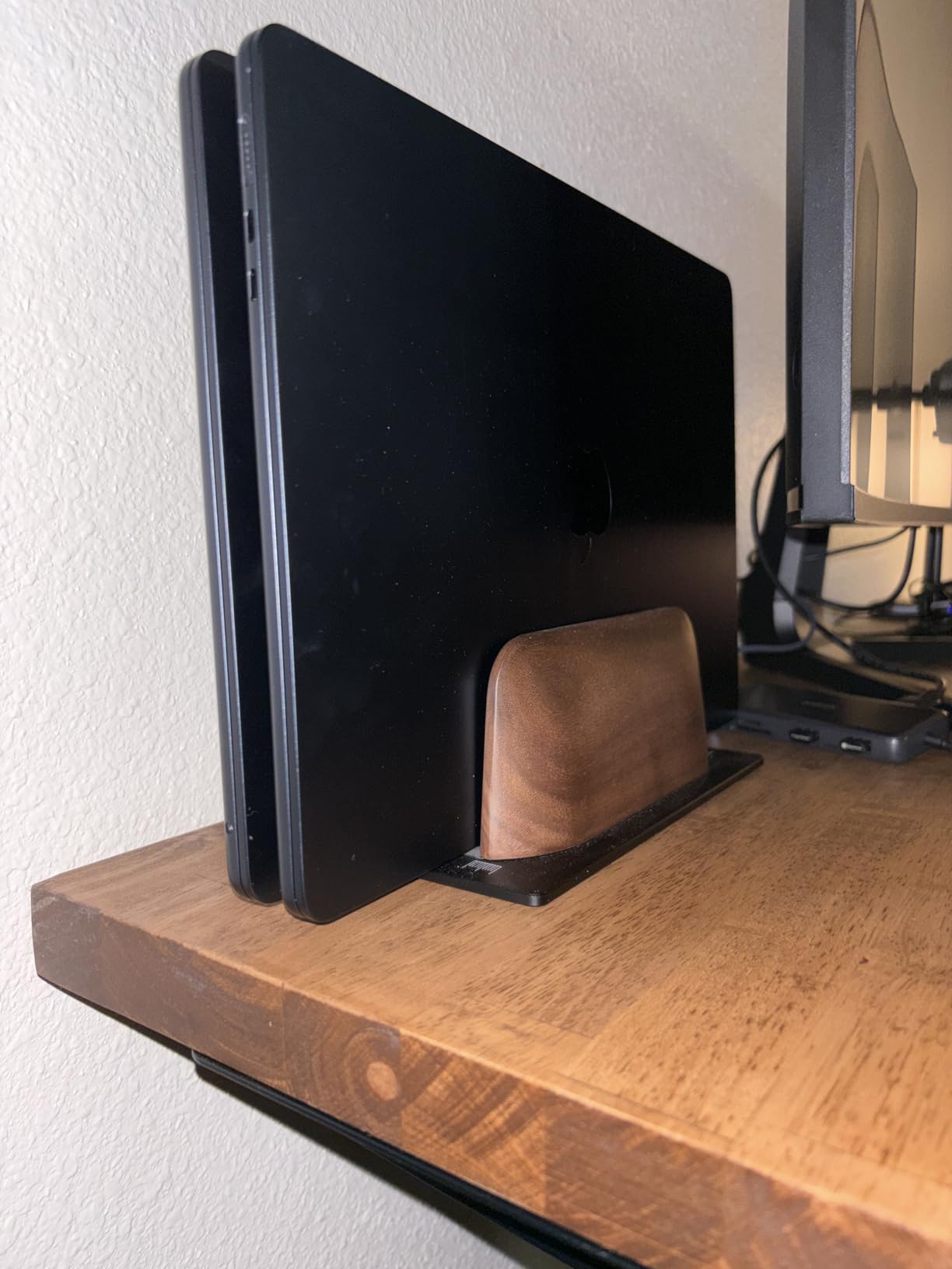 UPERGO Vertical Laptop Stand, Dual Slot Wood Holder for Desk customer photo 1
