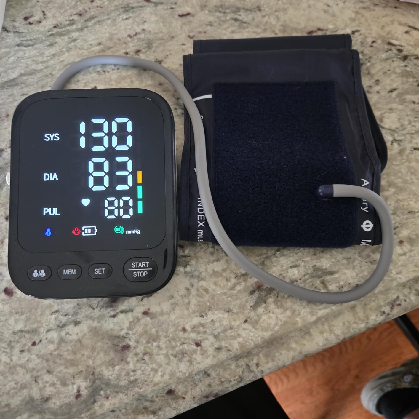 Blood Pressure Machine, Automatic Upper Arm Blood Pressure Monitor with 2x199 Readout, 4.5 Inch Backlit Large Screen Adjustable Large Cuff 9 to 17 Inches - Arrhythmia and Home Hypertension Detector customer photo 1