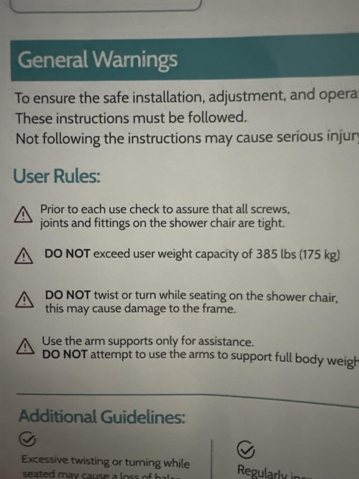VFAUOSIT Shower Chair with Removable Arms and Back, 550 lb Adjustable Seat customer photo 2
