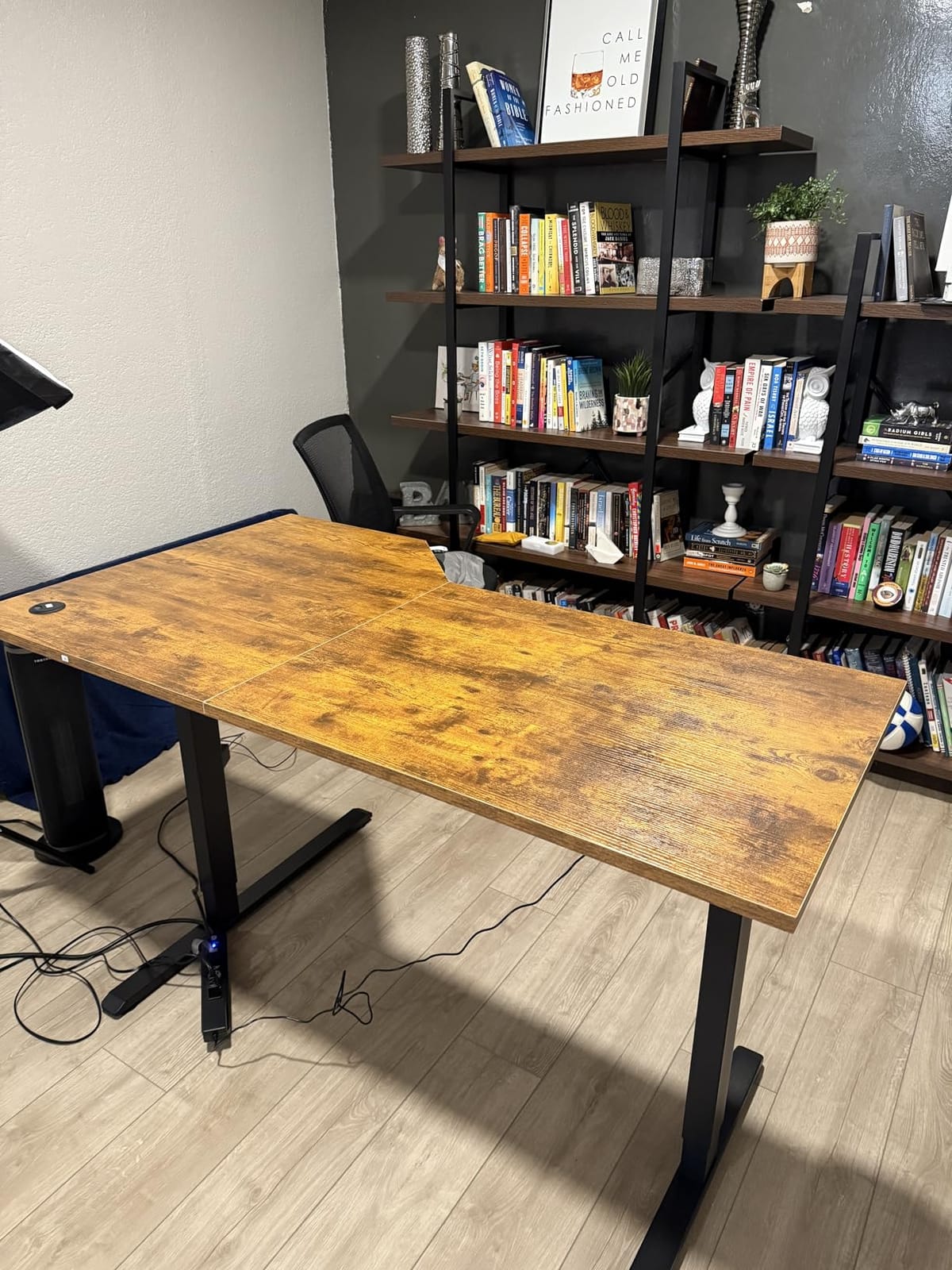 Agilestic 55 x 32 Inch Corner L Shaped Electric Standing Desk, Rustic Brown customer photo 1