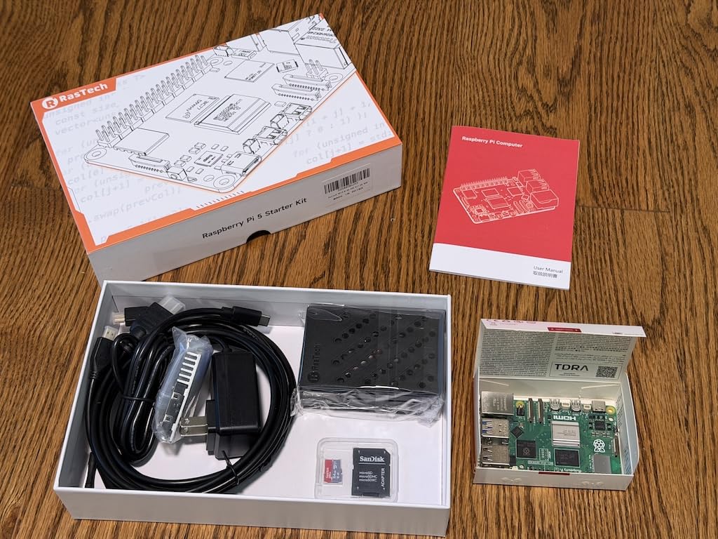 RasTech Raspberry Pi 5 8GB Kit 64GB Edition with Active Cooler,27W GaN 5.1V5A USB-C Power Supply,Pi5 8GB Board,64GB Card Readers Kit,Pi 5 Case,Dual 4K Micro HD Out Cables and User Manual customer photo 1