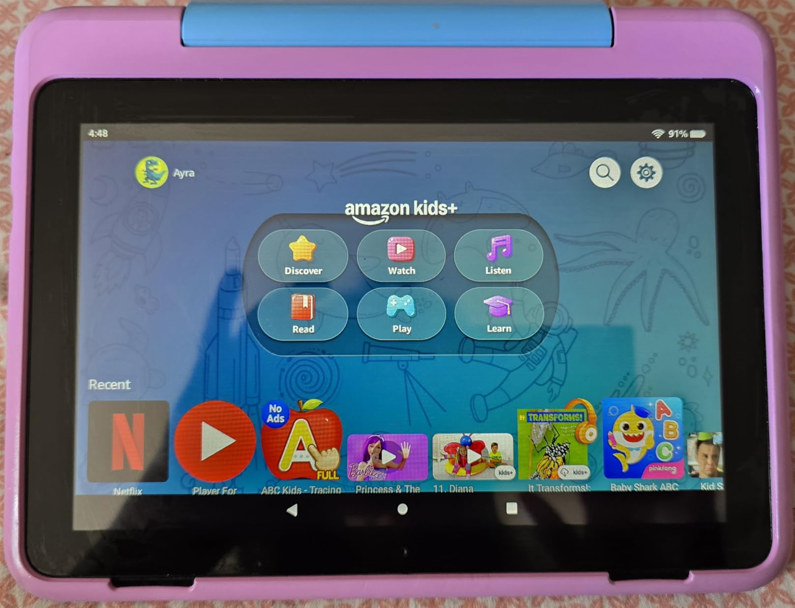 Fire HD 8 Kids Pro tablet, ages 6-12. Bright 8