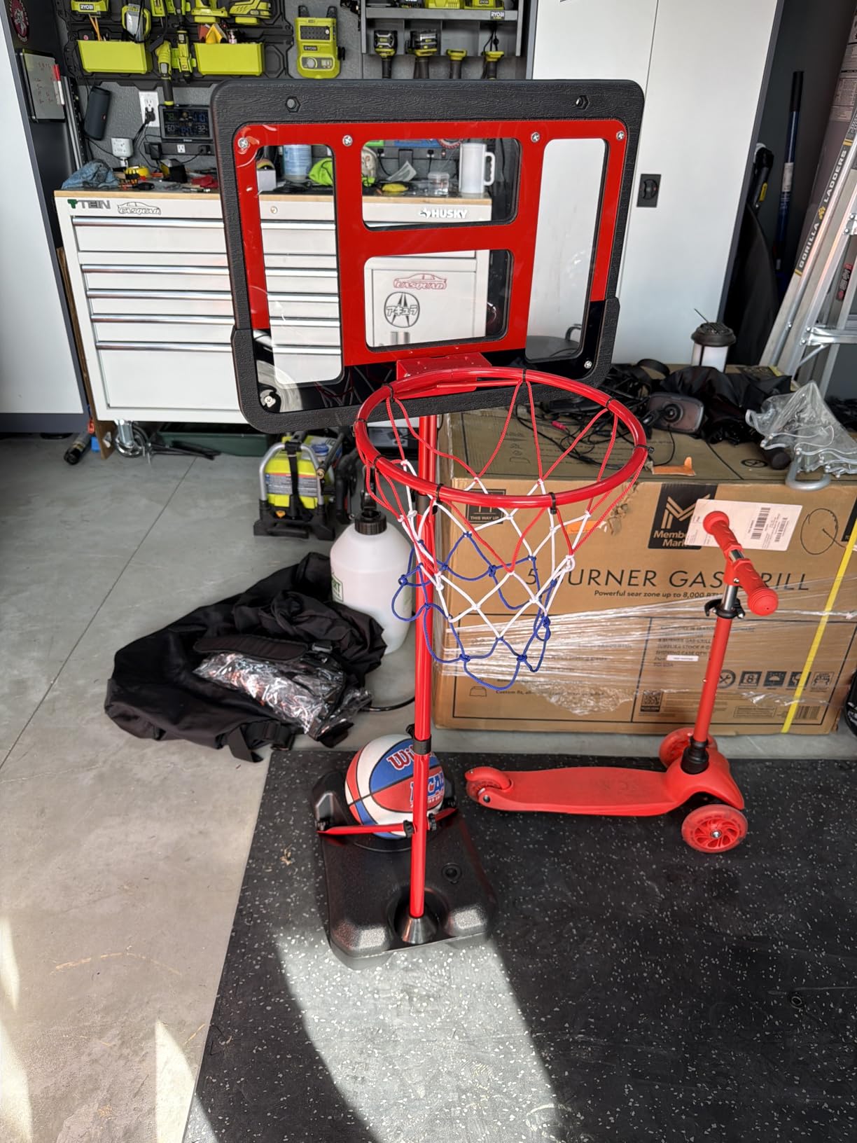 Kids Adjustable Basketball Hoop, Sport Outdoor Toys for 3-8 Year Gift(Blue) customer photo 2