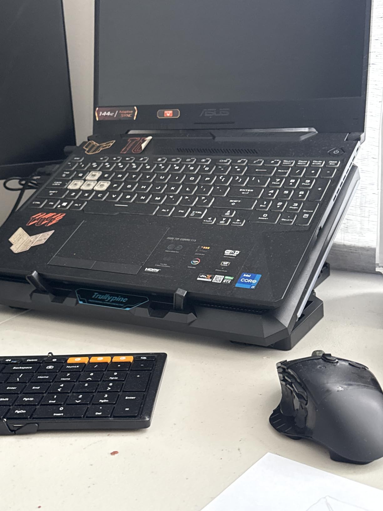 Laptop Cooling Pad with 12 Quiet Fans, Slim Portable for 12-17.3 Inch Laptop Cooler Stand with 5 Height Adjustable, Ergonomic Gaming Cooling Fan Pad with Two USB Ports & Phone Holder customer photo 2