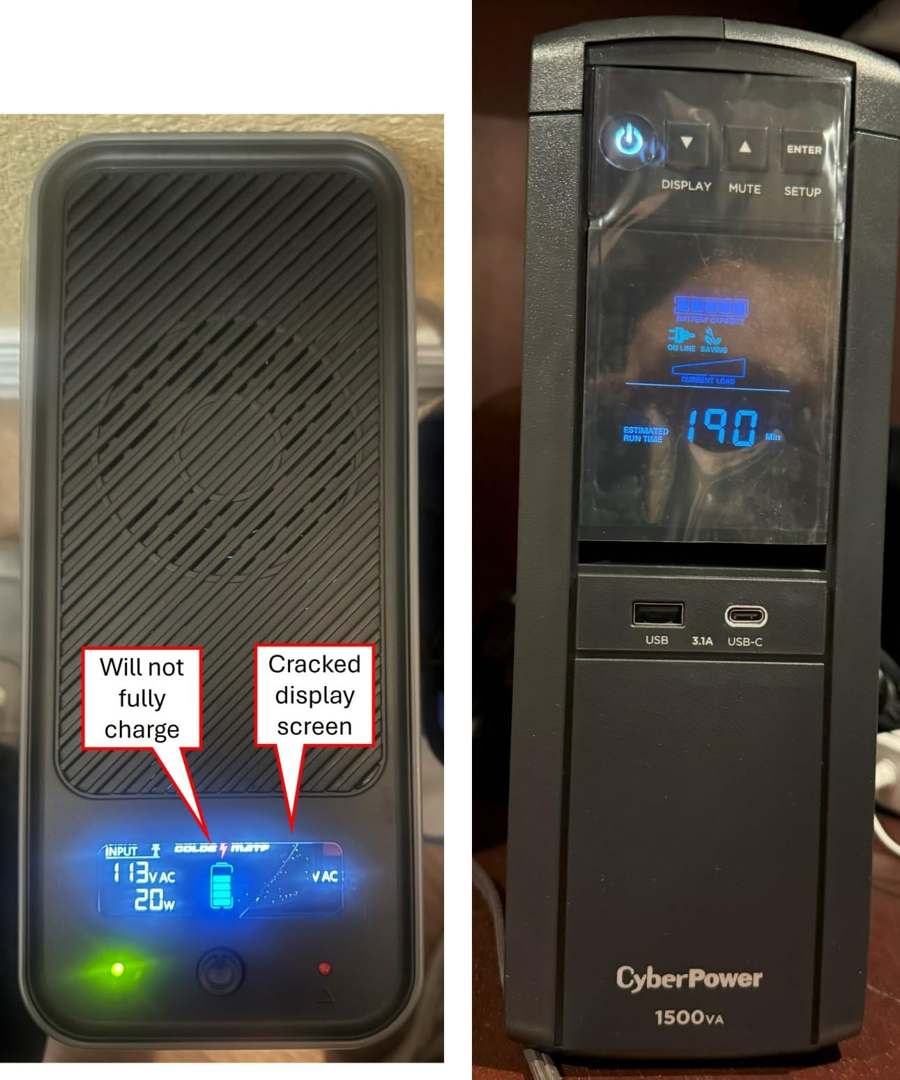 GOLDENMATE 1000VA/600W Lithium UPS Battery Backup & Surge Protector, White customer photo 2
