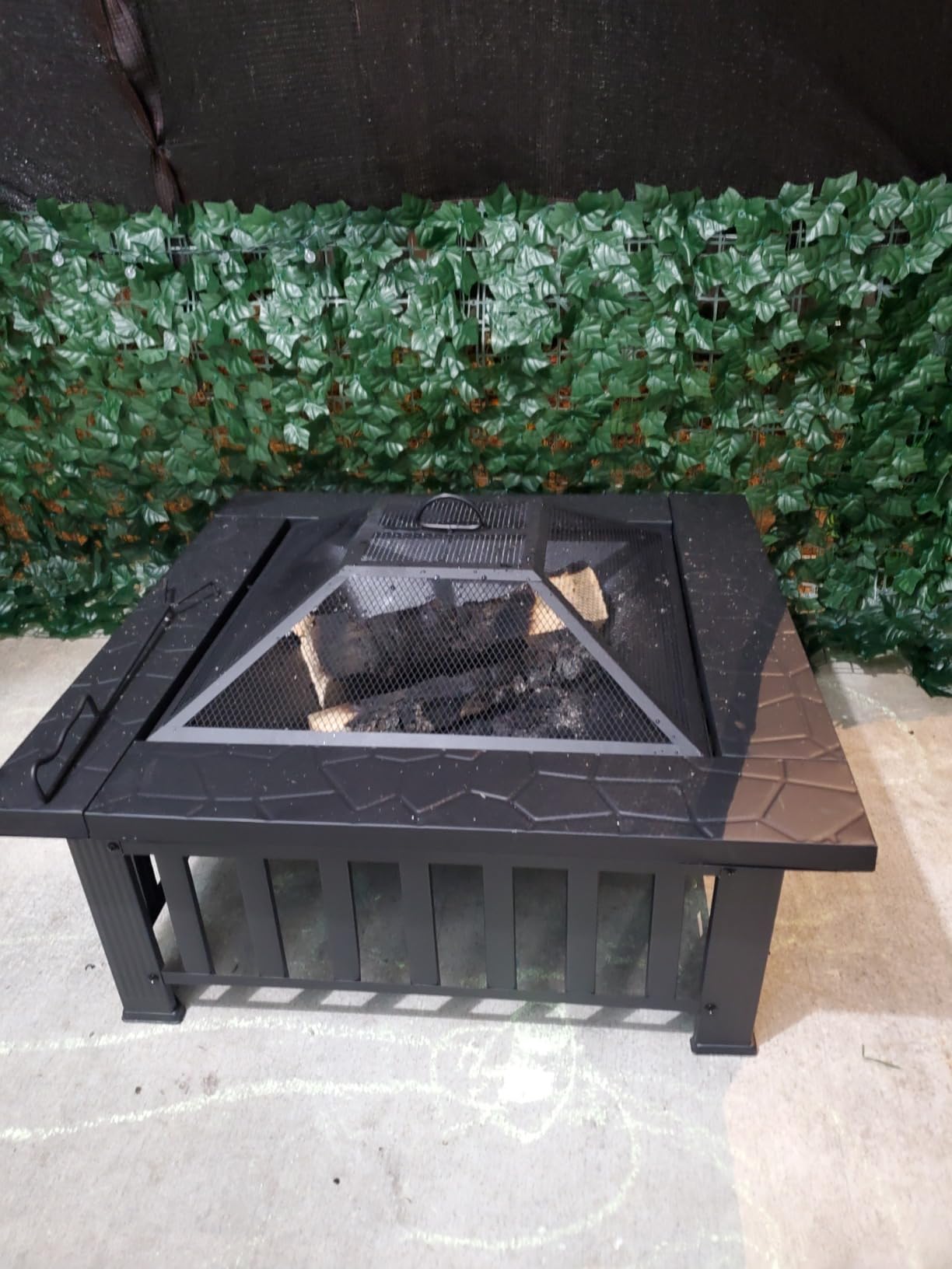 EcoNook 32 inch Square Outdoor Fire Pit Table with Spark Screen customer photo 1