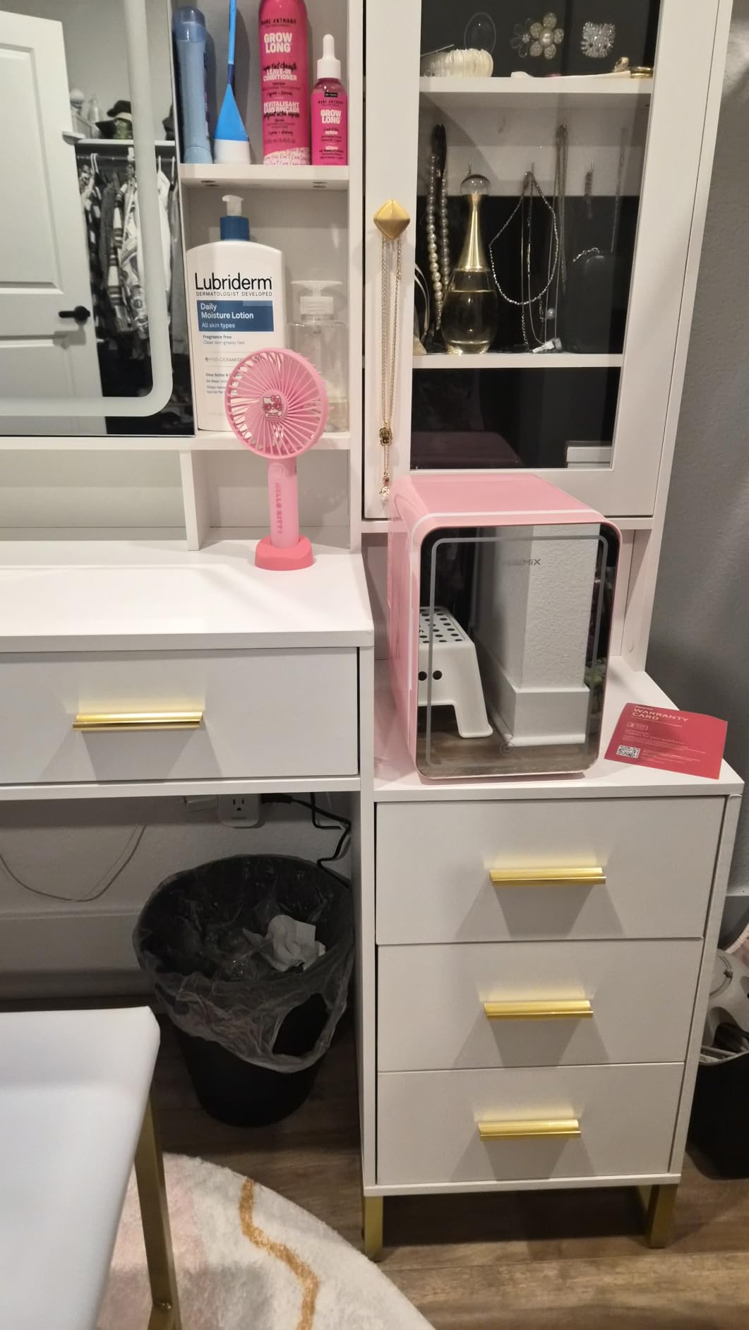Reemix Skincare Fridge, Mini Beauty Fridge with LED Mirror | 4L Portable Small Refrigerator for Bedroom, Car, Office & Dorm, Cooler & Warmer (Pink) customer photo 2