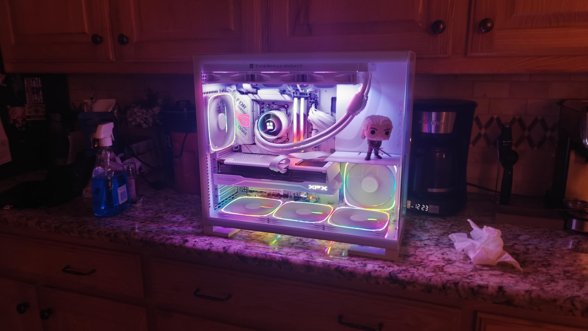 Geometric Future M5 Tempered Glass Mid Tower, E-ATX/ATX Gaming Case, 1.2mm Steel, Type C, Toolless Panels, Support 420/360 Radiator, ARGB PWM 140m Fan x 5 Pre-Installed, Black/Grey, GEO-M5F-BG customer photo 2