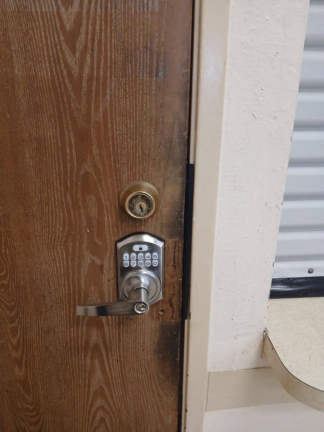 TEEHO TE004 Keyless Entry Door Lock Handle with Keypad, Satin Nickel customer photo 1