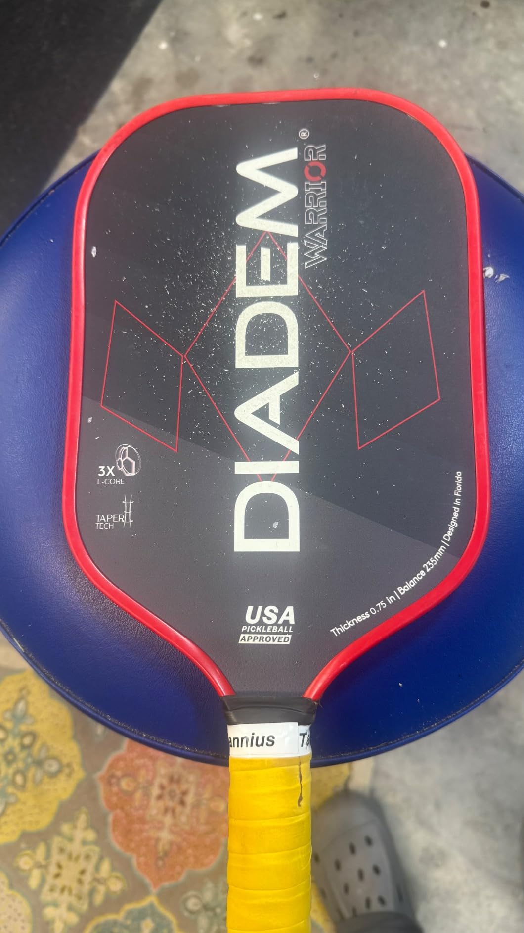 Diadem Warrior Pickleball Paddle | Carbon Fiber Face, 3X L-Core Hybrid Nomex Polymer Honeycomb Core, Grit Paint Surface for Spin, Control and Power | Indoor/Outdoor | USAPA Approved customer photo 2