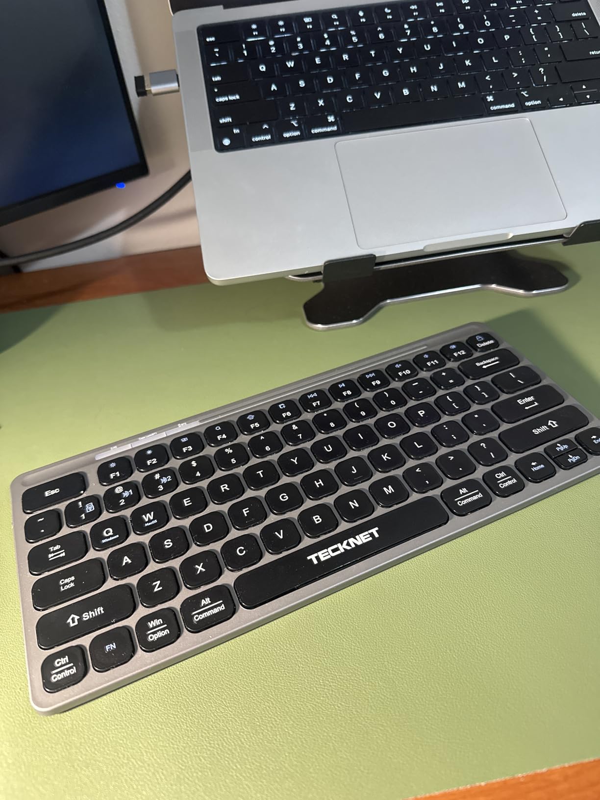 TECKNET Wireless Keyboard, Rechargeable Bluetooth Keyboard, 3-Device Free Switching (2.4G+BT), Quiet Typing, Lightweight & Portable, Compact Keyboard Compatible with Windows, macOS, Android, Gray customer photo 2