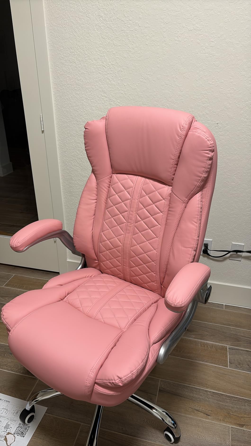 400lbs Executive Office Chair with Flip-Up Armrests, Big and Tall Computer Chair for Heavy People, Heavy Duty Ergonomic Comfy Chair, Breathable PU Leather (Black) customer photo 1