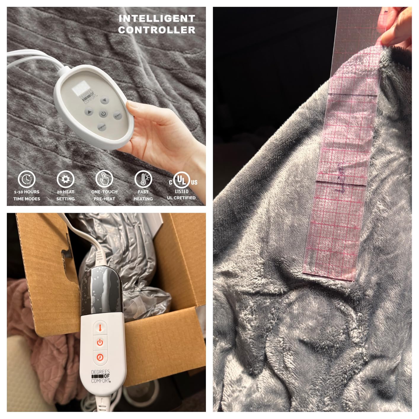 King Size Heated Blanket, Fleece Electric Blanket with Dual Controllers customer photo 2