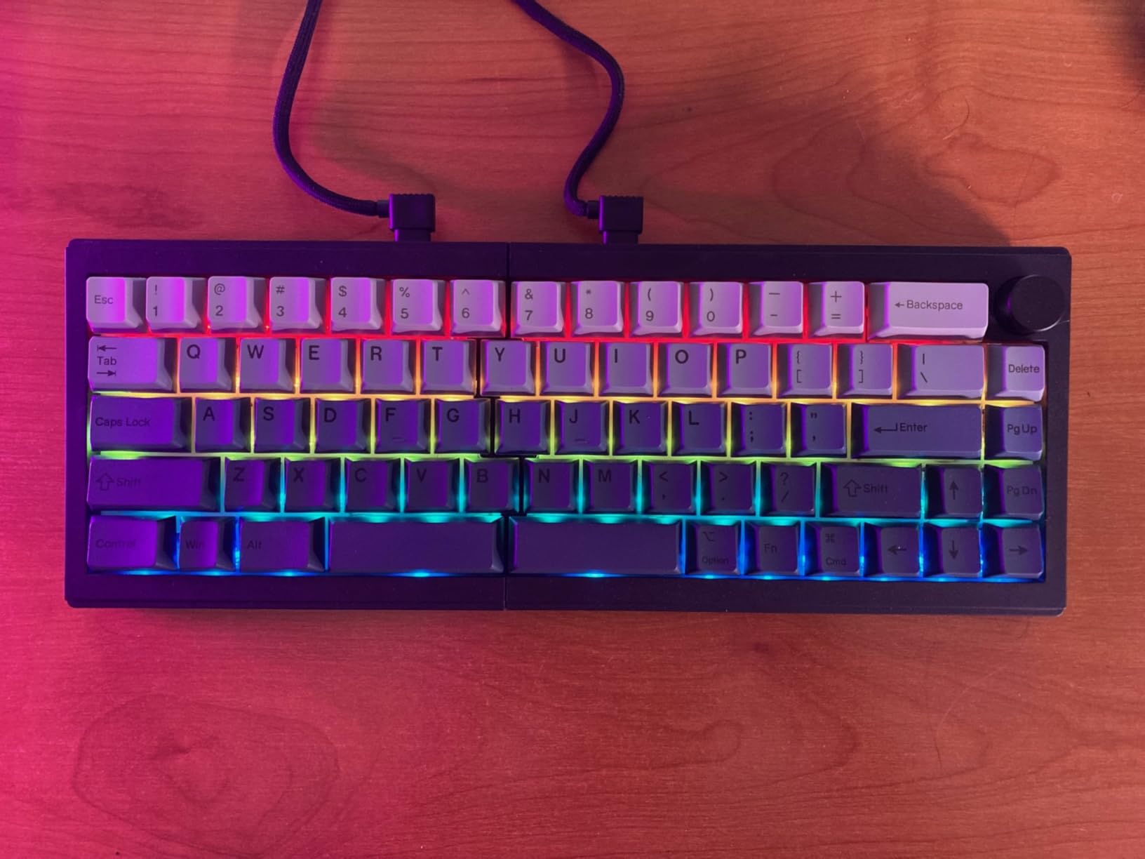 EPOMAKER Split65 QMK/VIA Programmable Keyboard, Wireless Mechanical Keyboard in 2.4Ghz/BT/Type-C, Ergonomic Gaming Keyboard in Split Layout with RGB Backlit (Flamingo Switch) customer photo 2