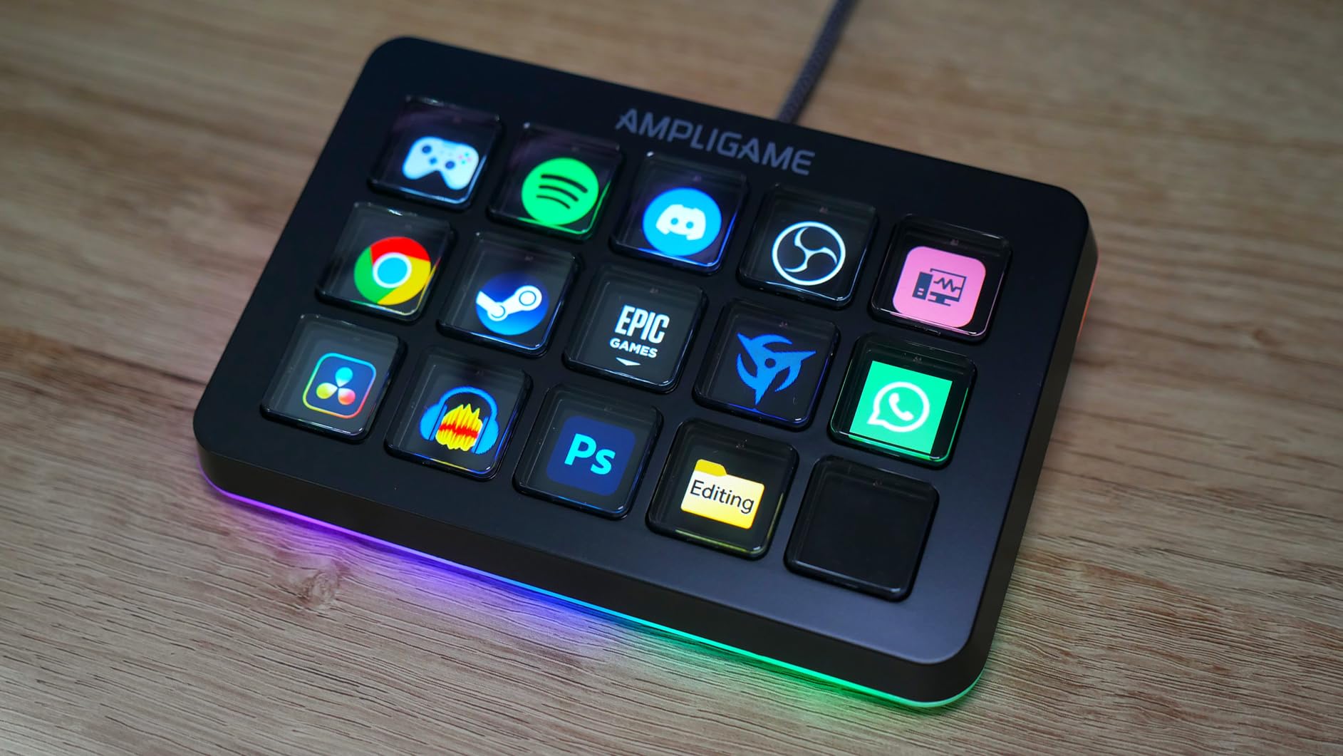 FIFINE AmpliGame Gaming Controller with 15 Shortcuts for OBS Streaming Studio with Macro Keys, Trigger Actions, PC Media RGB Controller for Content Creation/Office Work-D6 White customer photo 1