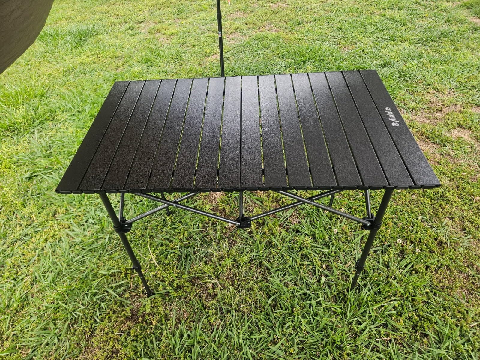 Byliable Folding Camping Table, Portable Aluminum Adjustable Height, Black customer photo 1