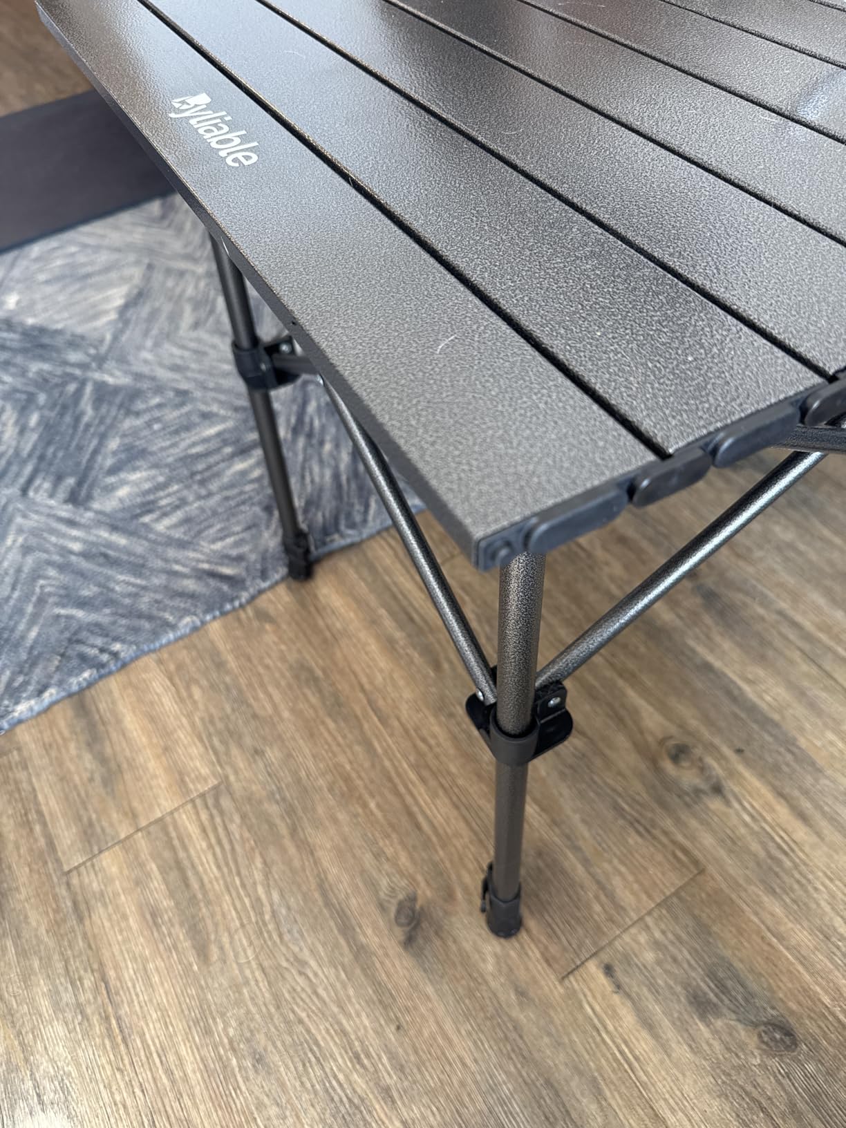 Byliable Folding Camping Table, Portable Aluminum Adjustable Height, Black customer photo 2