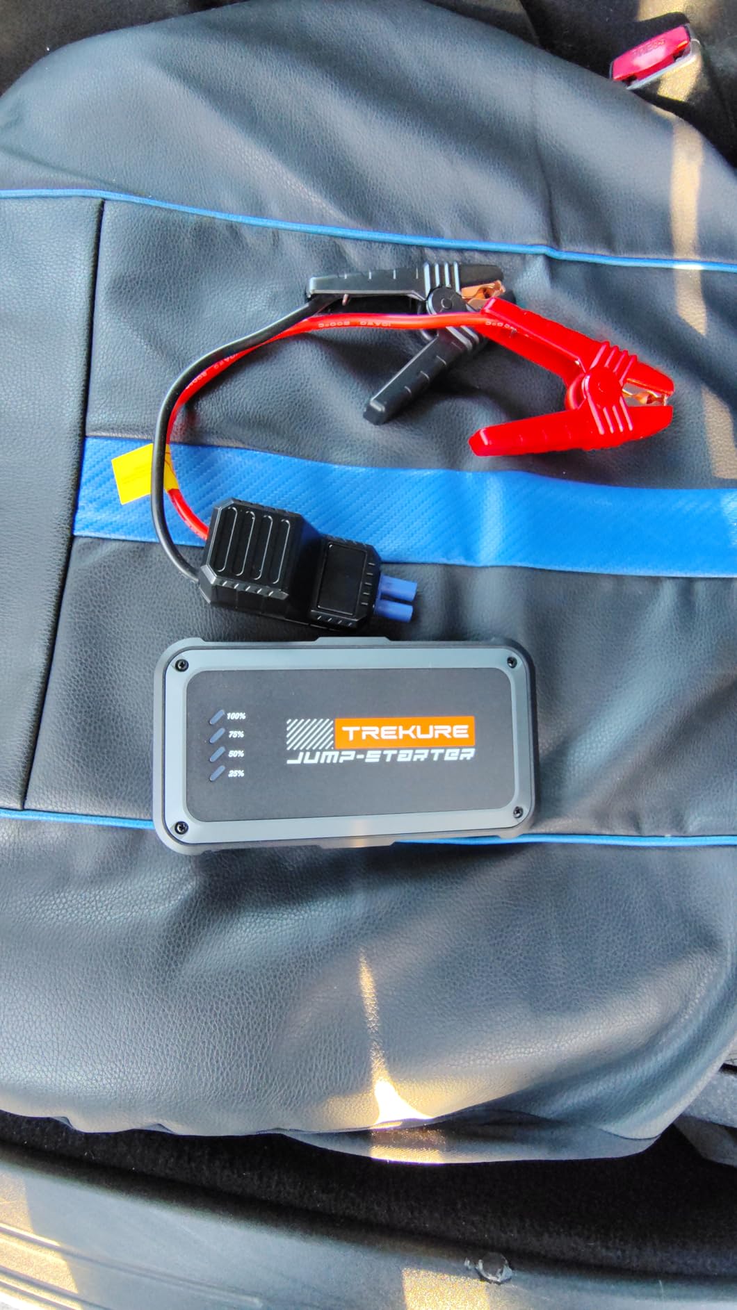 TREKURE Portable Car Battery Jump Starter 4000A 16800mAh Jump Box, Car Battery Jumper Starter Portable Jumper Cables for car(8.0L Gas/6.5L Diesel), Fast Charge, Lights, Compact customer photo 1