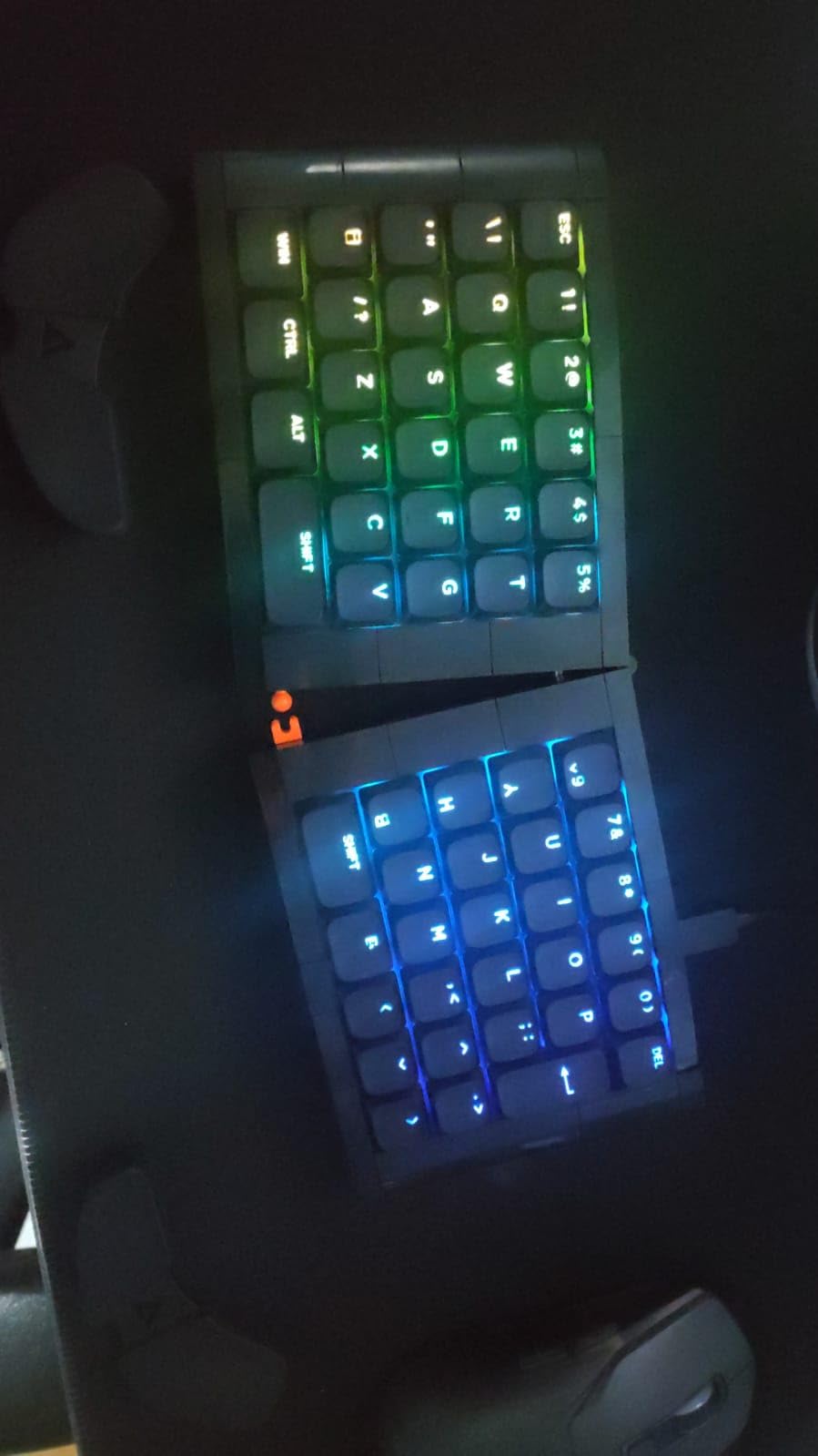 KBDcraft 07Israfel 50% Ergo-Split Low-Profile Mechanical Keyboard, 56-Key Ortho, Lego-Compatible Case, Wired, Linear Switch, Gasket Mount, Hot-Swappable, RGB, QMK, Vial, Full Kit (Black) customer photo 1