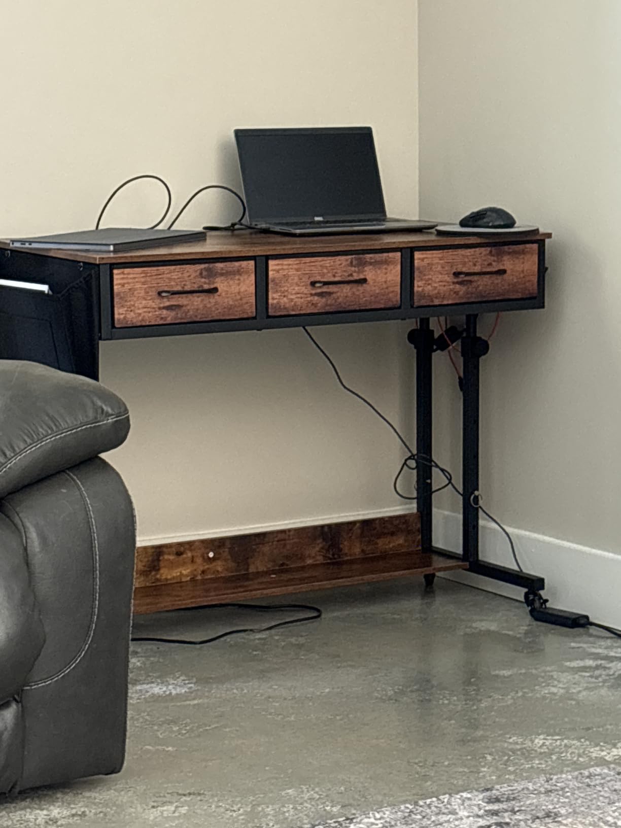 Rolling Standing Desk Adjustable Height with Drawers, 40 Inch Mobile Stand Up Portable Teacher Desks on Wheels for Classroom, Couch Sofa Side Laptop Table with Storage for Bedroom Home Office, Black customer photo 1