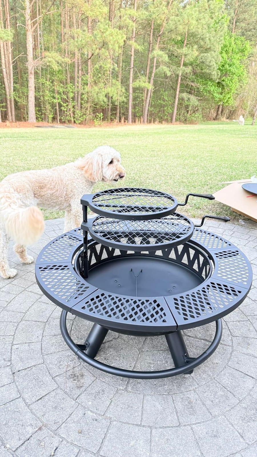 47 Inch Outdoor Fire Pit with 2 Grills, Wood Burning Large Fireplace Table customer photo 2
