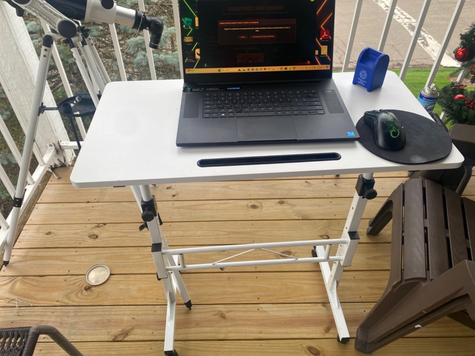 Amztabler Small Standing Desk Adjustable Height, Mobile Stand Up Desk with Wheels, 32 Inch Portable Rolling Desks Conference Room Tables for Walking Pad Treadmill Wood Rustic customer photo 2
