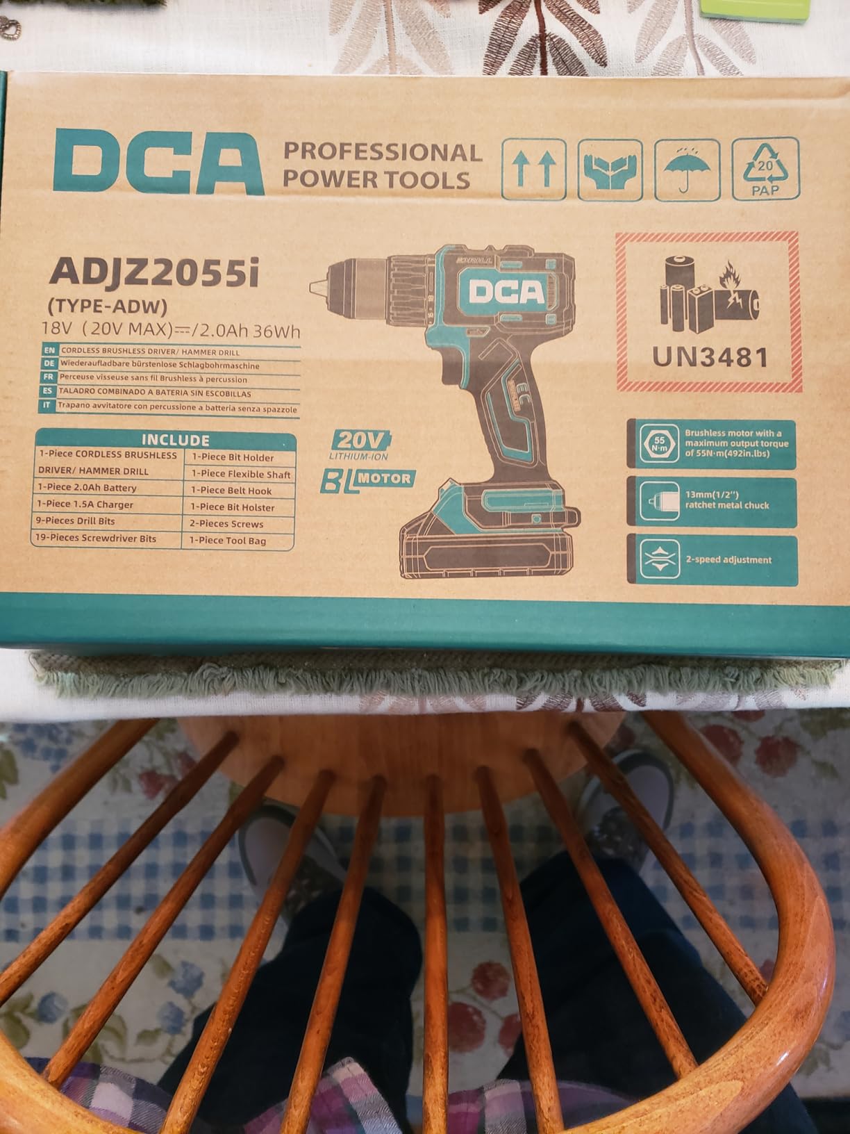DCA 20V Brushless Hammer Drill Cordless, 492 in-lb Torque Impact Drill, 1/2