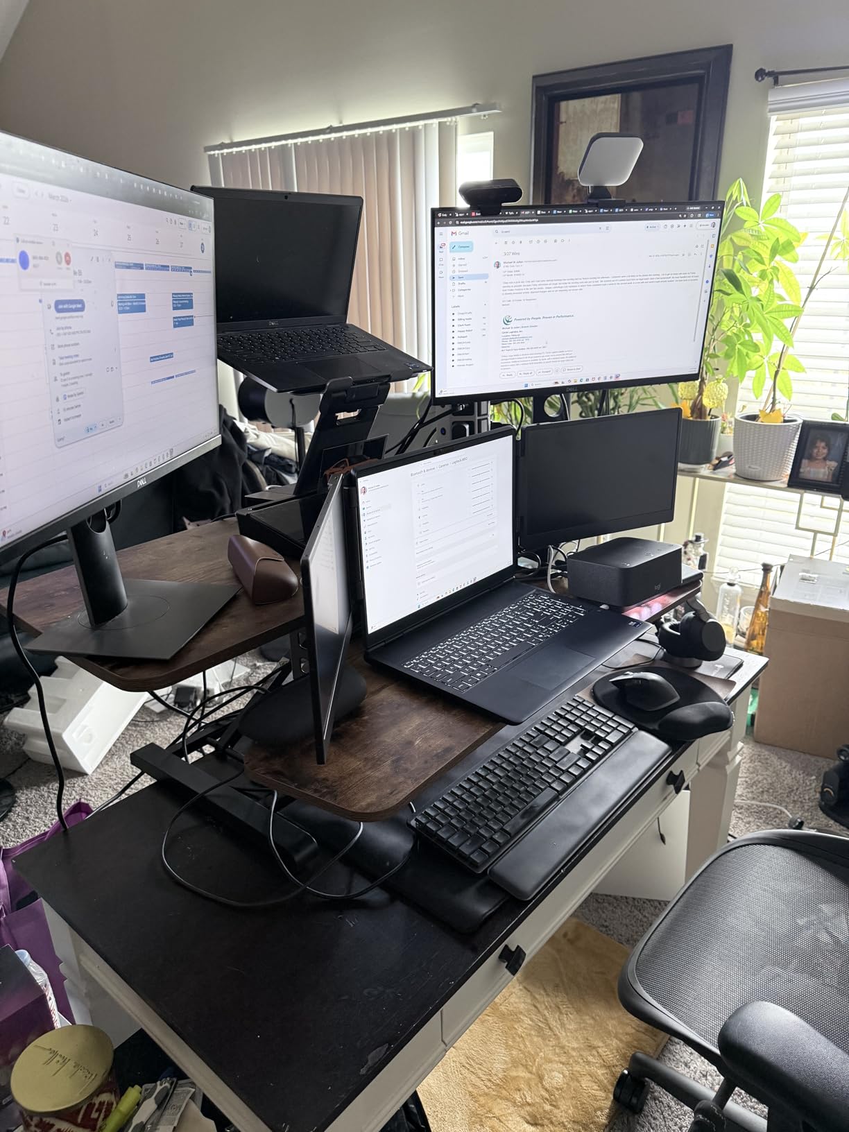 FLEXISPOT 35 inch Electric Standing Desk Converter, Motorized Stand up Desk Riser, Monitor and Laptop Workstation with Wide Keyboard Tray, Black customer photo 1