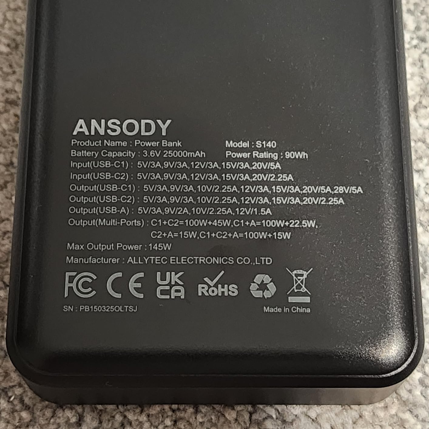 140W Laptop Power Bank, 25000mAh with TFT Smart Digital Display customer photo 2