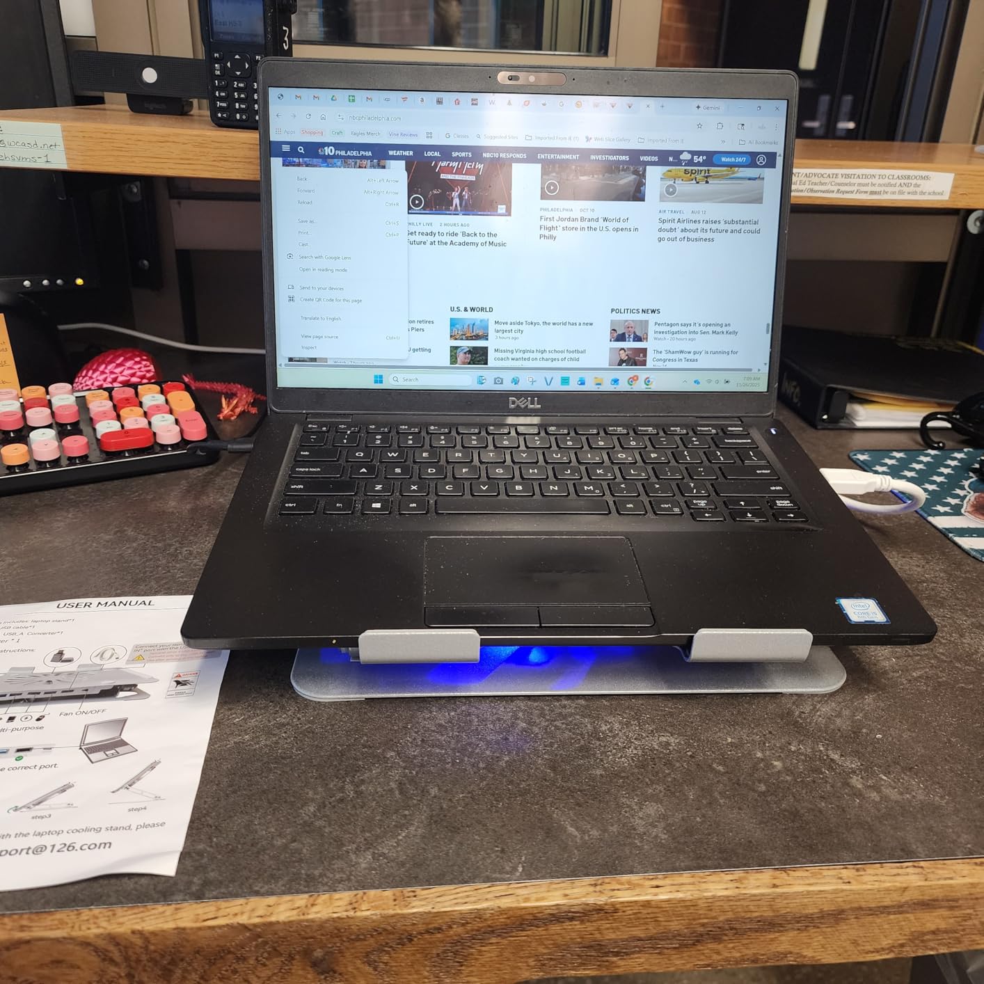 SOUNDANCE Adjustable Laptop Cooling Pad, 4 USB 3.0 Hubs, 10-16
