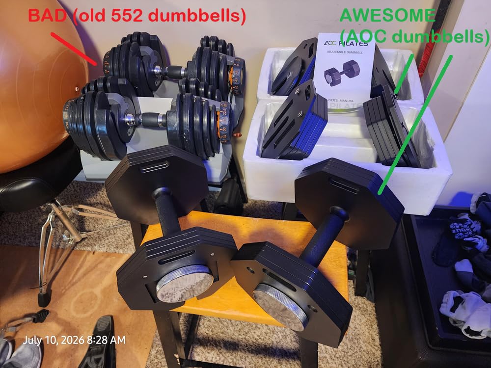 AOC Adjustable Dumbbell Set of 2, 50-120LB Weight Set for Home Gym customer photo 1