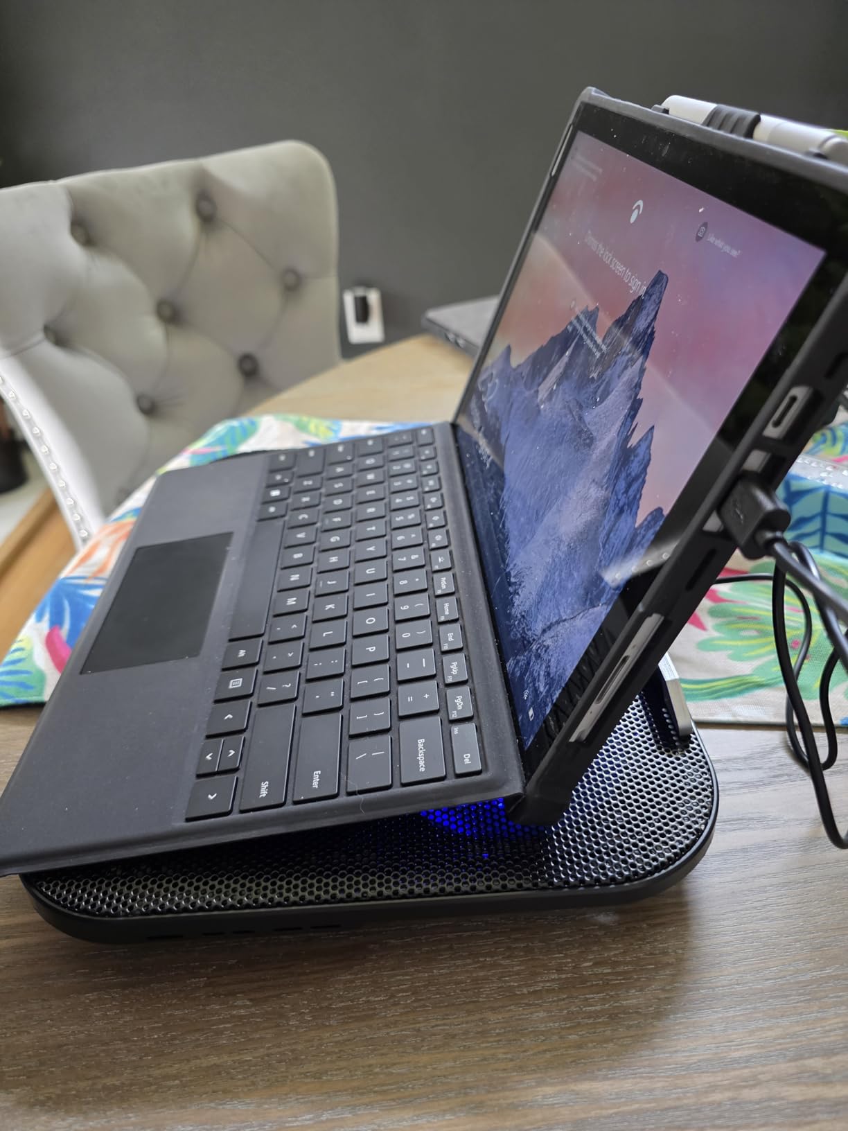 Laptop Cooling Pad with 3 Quiet Fans, 5-Level Height Adjustable Ergonomic Stand, 2 USB Ports & Phone Holder, Fits 12-17 Inch Laptops, Family-Friendly for Gaming/Work/Online Class customer photo 2
