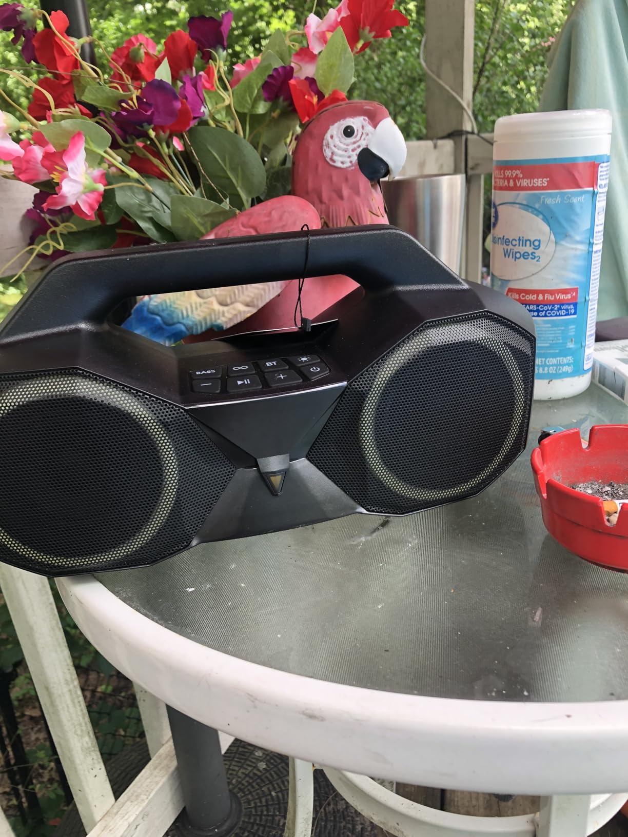 OZJ Bluetooth Speaker Outdoor Loud: 80W(Peak) with Bass, Portable Wireless Speaker with IPX7 Waterproof, 20H Playtime, RGB Lights, TWS for Outside, Beach, Work (Black) customer photo 2
