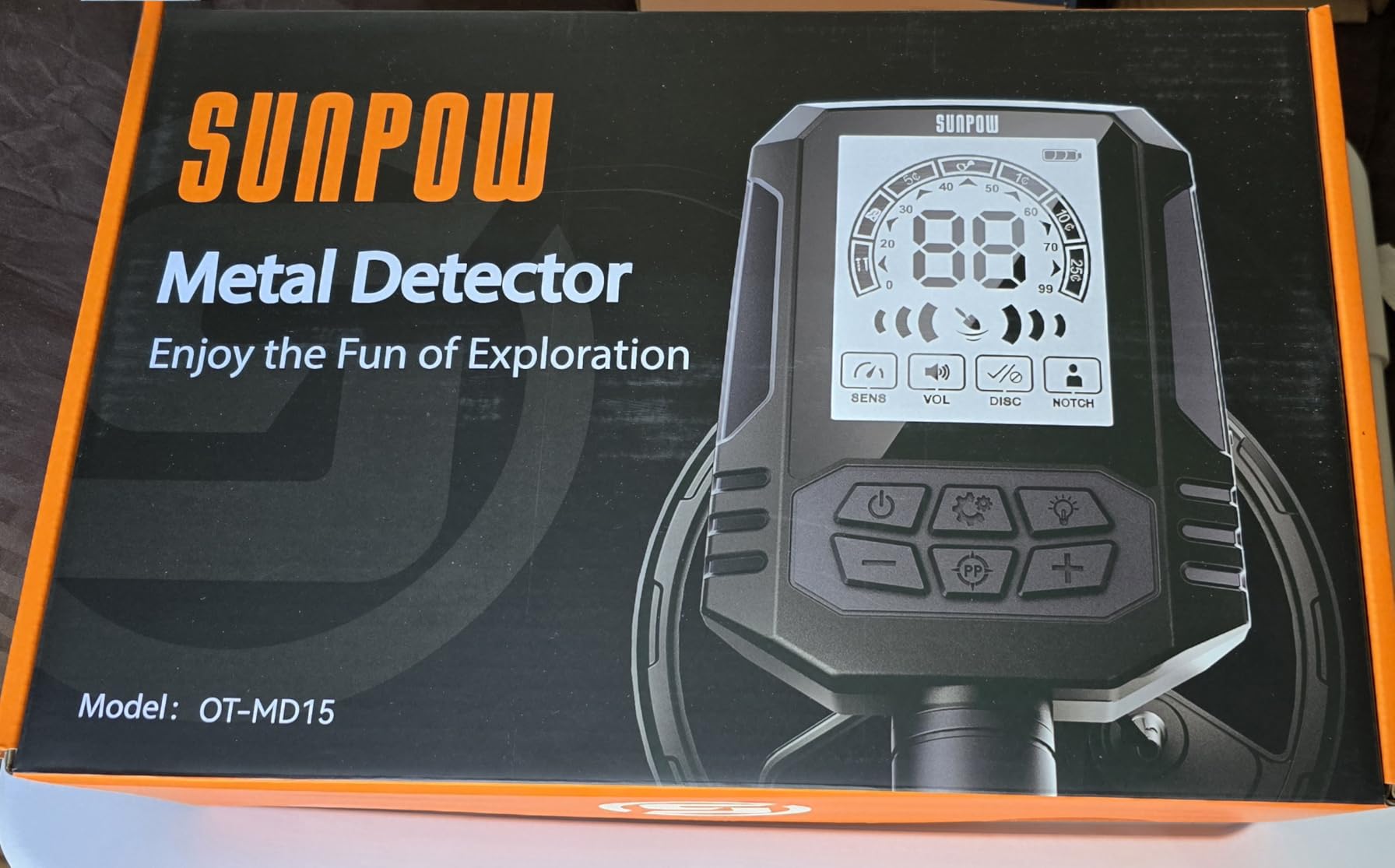 SUNPOW Rechargeable Metal Detector for Adults, 35H Battery Waterproof Gold Detector Kit, 10'' Deep Search Double-D Coil, High Accuracy Pinpointer for Beach, Saltwater & Yard – OTMD15 customer photo 1